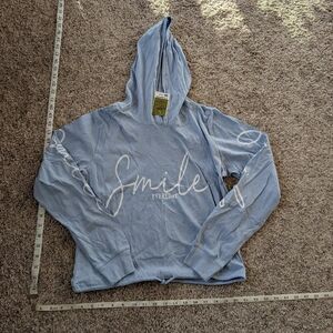 On Fire Light Blue Hoodie with White Print